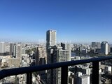 グランドシティタワー月島 バルコニーからの眺望で都市景観と河川が広がる様子