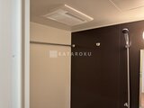 ロイジェント西新井 濃茶色の壁で落ち着いた浴室空間