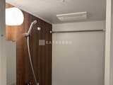 リビオメゾン浅草雷門 木目調パネルの壁面と白い天井が落ち着いた印象のバスルーム