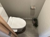 リビオメゾン浅草雷門 タンク一体型の温水便座トイレと観葉植物が置かれたコンパクトな