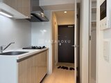 グランカーサ住吉2 コンパクトで機能的なキッチンと玄関へつながる廊下の様子