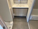 リビオメゾン浅草橋 モダンな洗面台とトイレが配置された清潔感のある洗面脱衣室