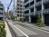 コンフォリア・リヴ押上ノース 緑を配した開放的なアプローチから見た建物外観