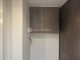 エスレジデンス王子イネーブル 落ち着いたグレー調の扉を備えた洗面室の鏡付きキャビネット