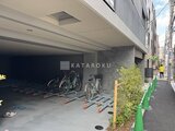 エスレジデンス亀戸バーム 自転車置き場と緑化スペースがある共用部の駐輪エリア