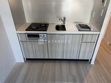 パークアクシス住吉ガーデンスクエア ガスコンロ・シンク・電子レンジを備えたコンパクトなキッチン