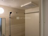 ES-Grande門前仲町デュオ 浴室暖房乾燥機と落ち着いた色合いの壁面が特徴的なバスルーム