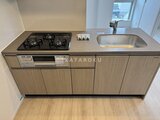 ブランシエスタ品川大井町パークエッジ ガスコンロと一体型のI型キッチン、天板の広さを活かした調理ス
