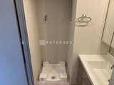 ハイズ三ノ輪2 洗面台に隣接した洗濯機置き場と専用パンのある浴室脱衣所