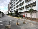 コンフォリア高島平 建物前の駐車スペースから見たマンション外観と周辺の様子