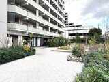 コンフォリア高島平 緑を配置した落ち着きのある共用庭園と建物外観