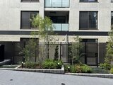 エクサム赤坂 建物前の庭に緑を配した開放的なエントランスアプローチ