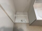 ラヴィエール住吉駅前 洗濯機置き場と白い洗面台が設置されたコンパクトな洗面脱衣室