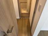 ラヴィエール新板橋 木目調フローリングが敷かれた廊下と洗面台への通路
