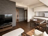 ラチューン文京小石川 リビングダイニングから見たテレビ周りと奥の居室への動線
