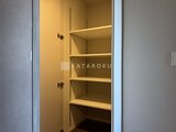 ラティエラ武蔵小山レジデンス 開放扉から見た、段棚がある収納スペース
