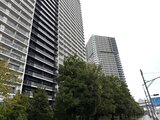シティタワーズ東京ベイ 街路樹に囲まれた開放的な建物外観