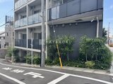 プレセダンヒルズ目黒柿の木坂 街路樹が生い茂る1階エントランスを備えたモダンな建物外観