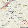 ルネフラッツ新小岩 新小岩駅周辺の街並みを示す地図上に示された物件の立地位置