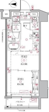 クレイシアIDZ祐天寺 102 間取り図