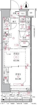 クレイシアIDZ祐天寺 202 間取り図