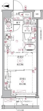クレイシアIDZ祐天寺 207 間取り図
