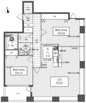 レジディアタワー麻布十番 1502 間取り図
