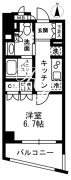 レジディア中落合 A409 間取り図