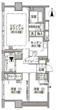 東雲キャナルコートCODAN 19-504 間取り図