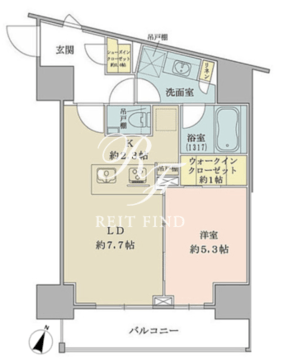 ザ・パークワンズ品川戸越 407 間取り図