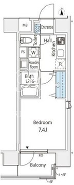 エンテヴィレ南麻布 801 間取り図