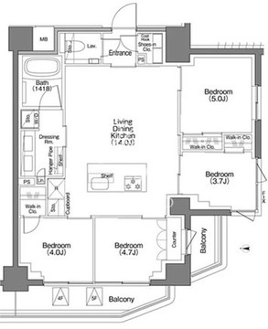 ザ・パークハビオSOHO祐天寺 508 間取り図
