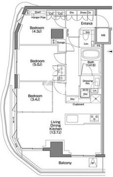 ザ・パークハビオSOHO祐天寺 701 間取り図
