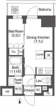 ミリアレジデンス蔵前 405 間取り図