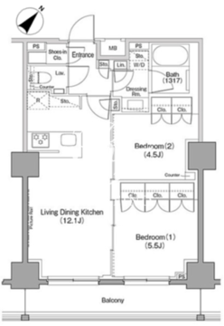 ザ・パークハビオ巣鴨 1213 間取り図