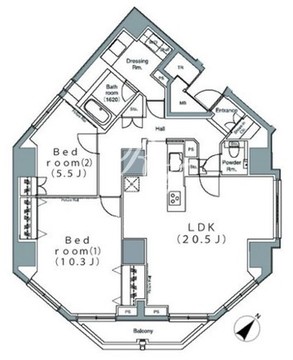 パークハビオ麻布台 801 間取り図