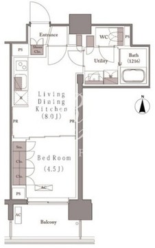プレジリア新富町 508 間取り図