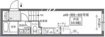 ココキューブ蔵前 301 間取り図