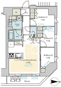 ブリリアイスト蔵前レジデンス 1404 間取り図