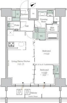 ワンルーフレジデンス田町 1405 間取り図