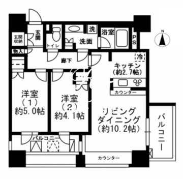 レジディア市ヶ谷 607 間取り図