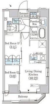 プライムブリス浅草蔵前 901 間取り図