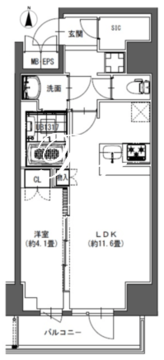 ラドゥセール東神田 702 間取り図