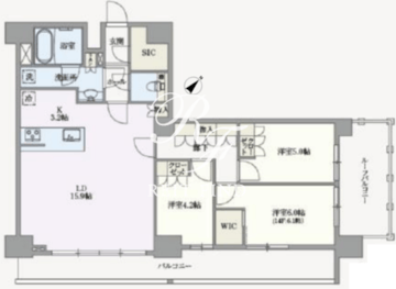 アジールコート汐浜キャナル 1304 間取り図