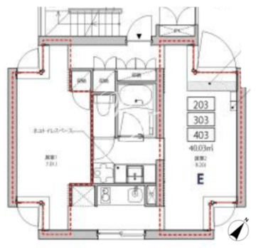 プラティーク目黒不動前 203 間取り図