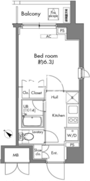 プラウドフラット早稲田 303 間取り図