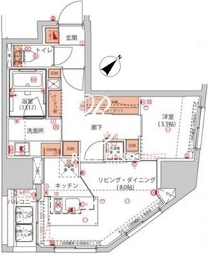 ハーモニーレジデンス千代田岩本町 703 間取り図
