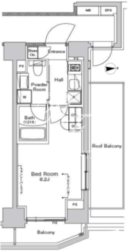 プラウドフラット門前仲町5 807 間取り図