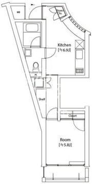 カスタリア祐天寺 208 間取り図