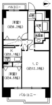 パークキューブ東品川 208 間取り図